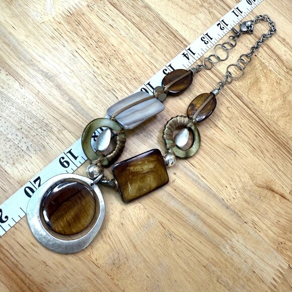 Chicos Multicolor Statement Necklace With Silver-Tone & Resin Accents Adjustable - Picture 8 of 10